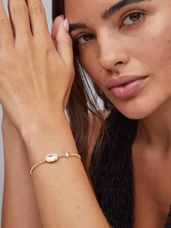 Kendra Scott Grayson Gold Stretch Bracelet in Dichroic Glass