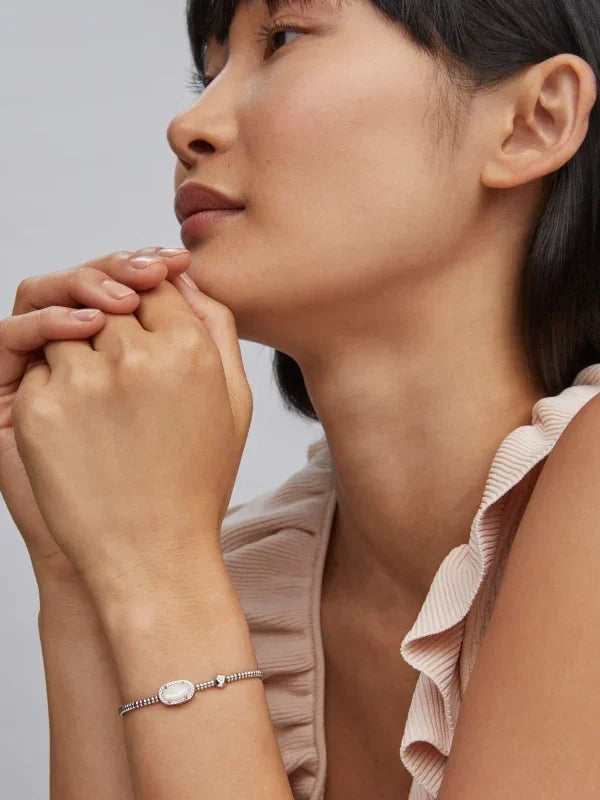 Kendra Scott Grayson Silver Stretch Bracelet in Ivory Mother-of-Pearl