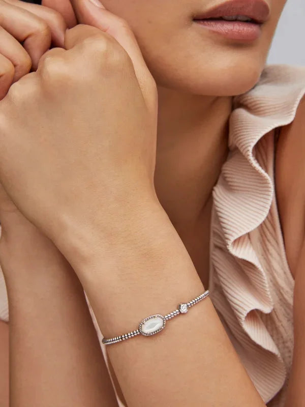 Kendra Scott Grayson Silver Stretch Bracelet in Ivory Mother-of-Pearl