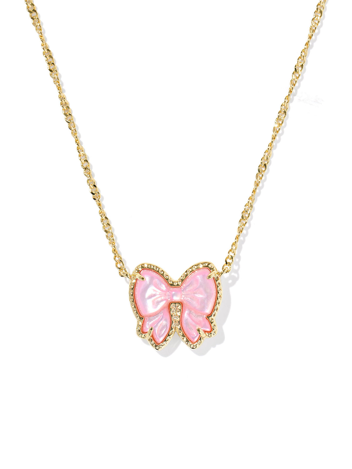 Kendra Scott Haley Bow Gold Short Pendant Necklace in Blush Mother-of-Pearl