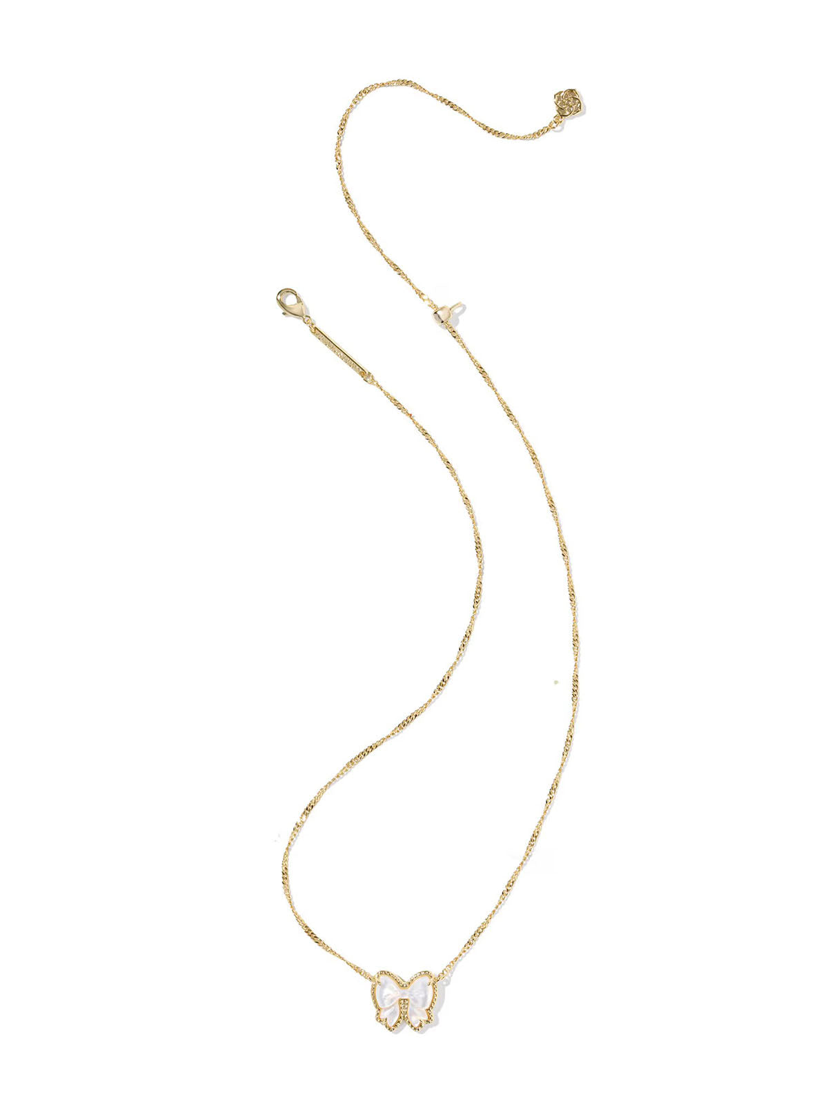 Kendra Scott Haley Bow Gold Short Pendant Necklace in Ivory Mother-of-Pearl