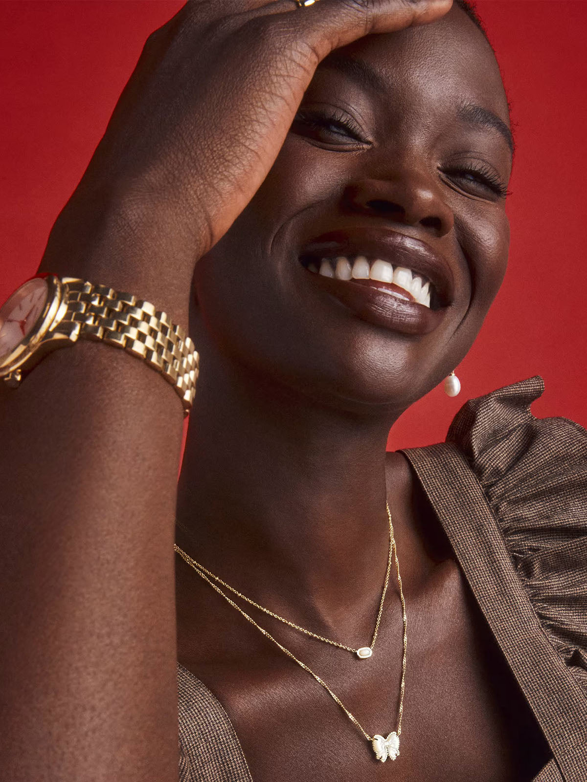 Kendra Scott Haley Bow Gold Short Pendant Necklace in Ivory Mother-of-Pearl