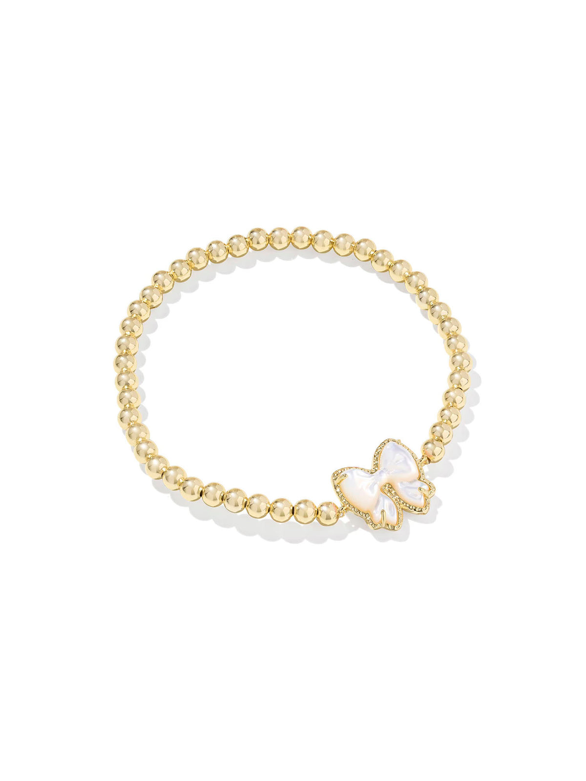 Kendra Scott Haley Bow Gold Stretch Bracelet in Ivory Mother-of-Pearl