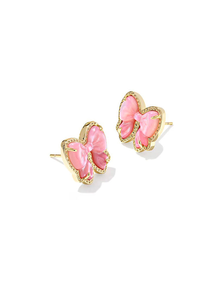 Kendra Scott Haley Bow Gold Studs in Blush Mother-of-Pearl