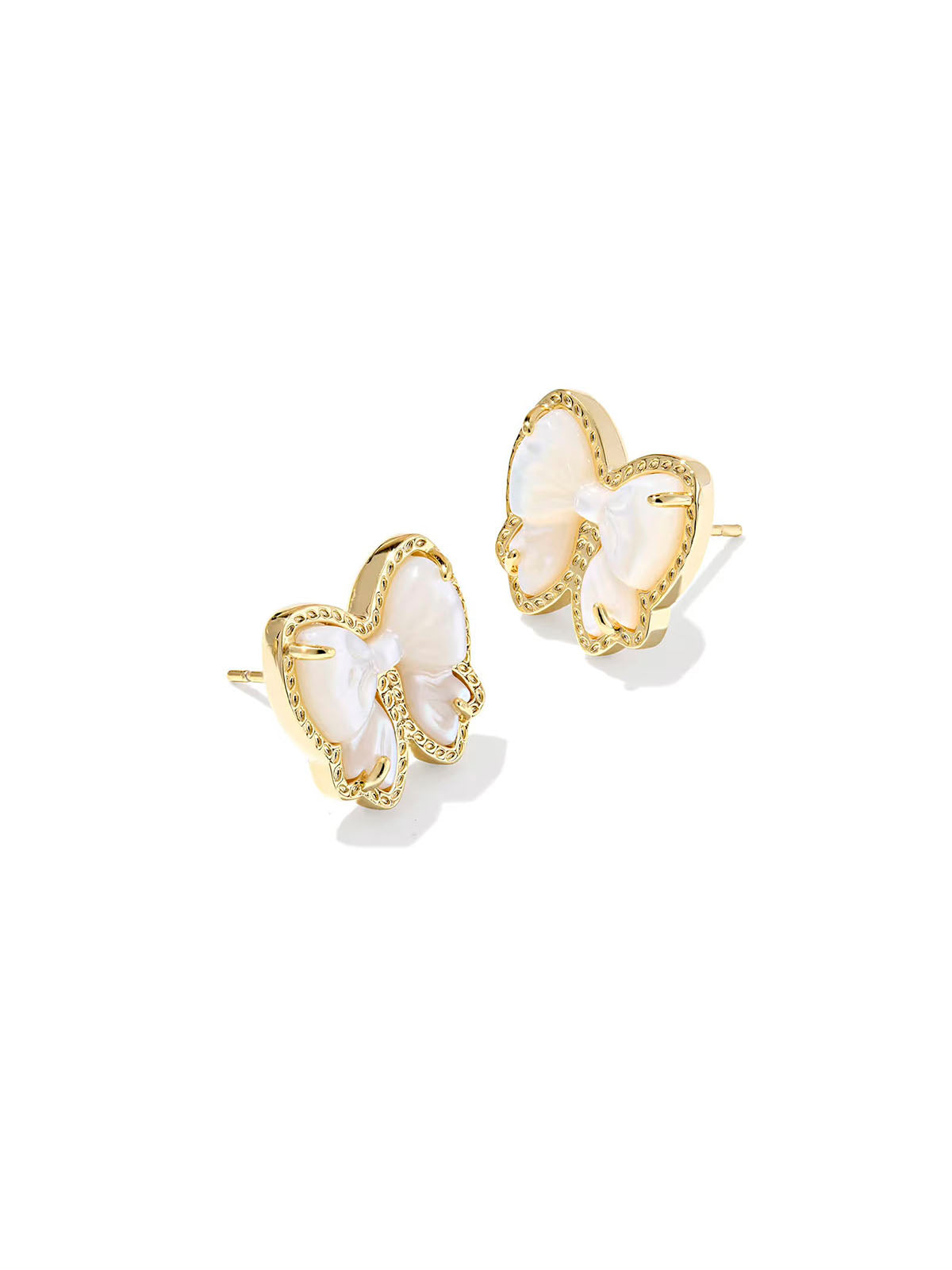 Kendra Scott Haley Bow Gold Studs in Ivory Mother-of-Pearl