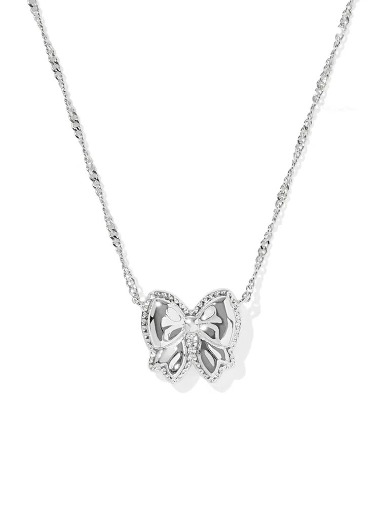 Kendra Scott Haley Bow Silver Short Pendant Necklace in Ivory Mother-of-Pearl