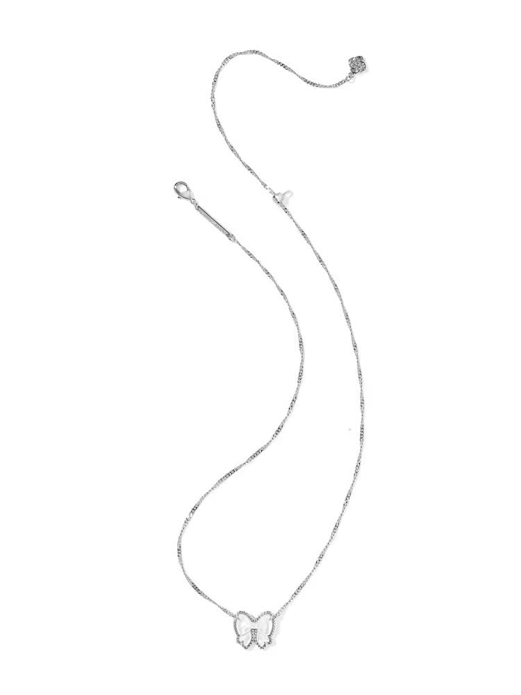 Kendra Scott Haley Bow Silver Short Pendant Necklace in Ivory Mother-of-Pearl