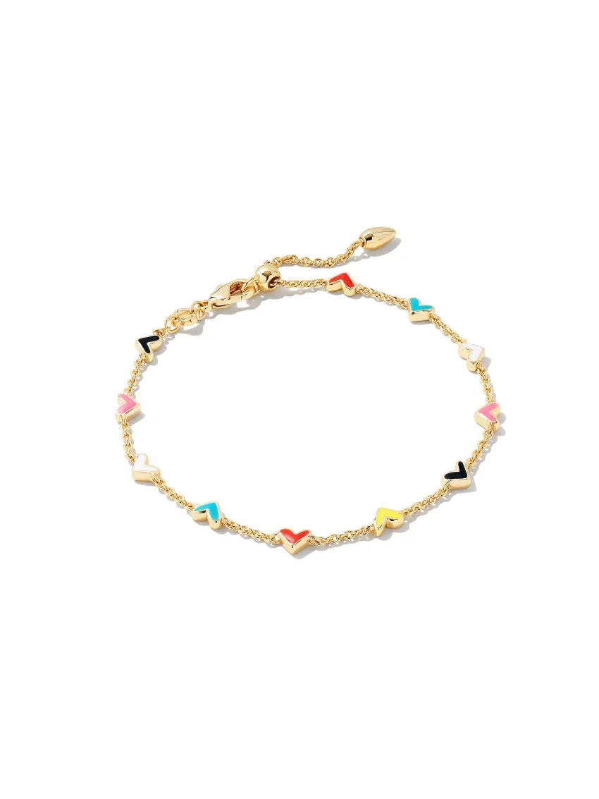 Kendra Scott Haven Heart Gold Chain Bracelet in Multi Mix Enamel