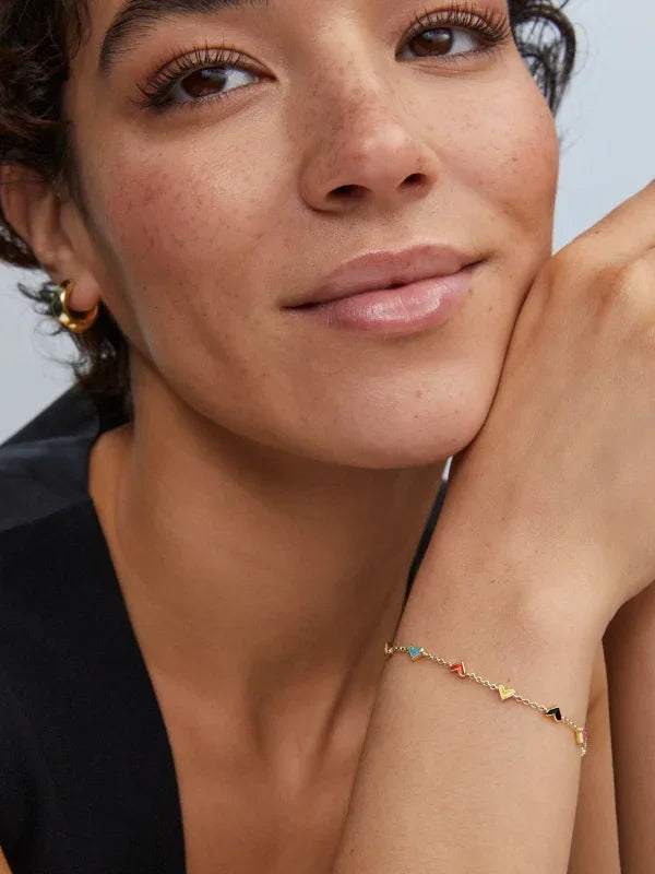 Kendra Scott Haven Heart Gold Chain Bracelet in Multi Mix Enamel