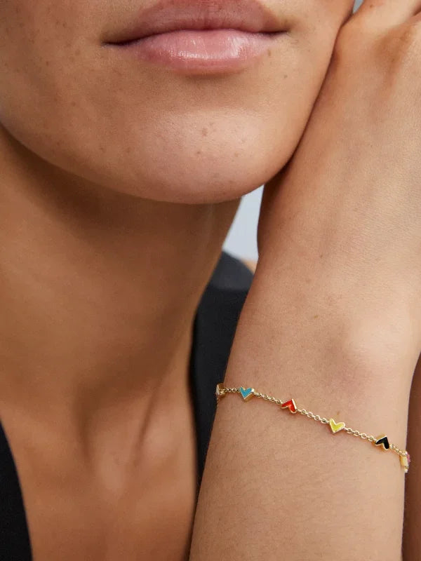 Kendra Scott Haven Heart Gold Chain Bracelet in Multi Mix Enamel