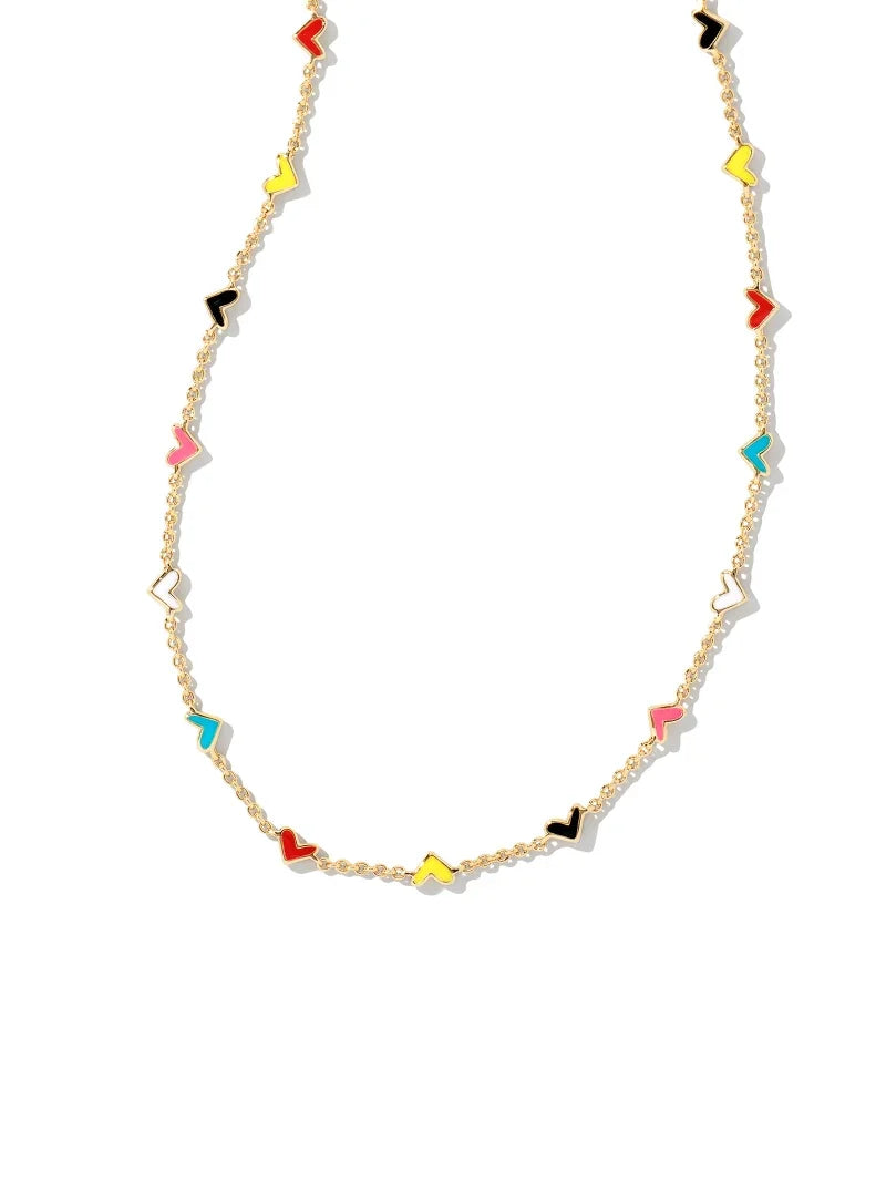 Kendra Scott Haven Heart Gold Strand Necklace in Multi Mix Enamel