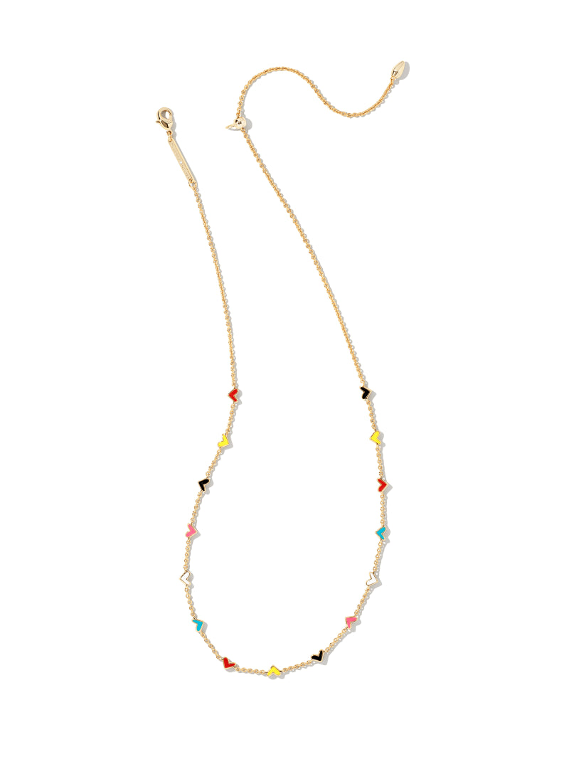 Kendra Scott Haven Heart Gold Strand Necklace in Multi Mix Enamel