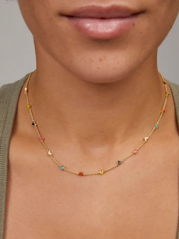 Kendra Scott Haven Heart Gold Strand Necklace in Multi Mix Enamel