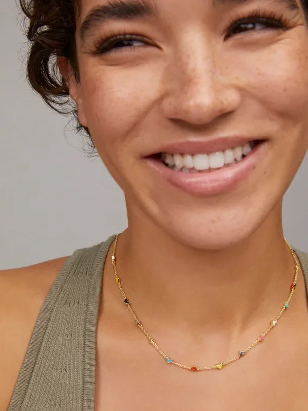 Kendra Scott Haven Heart Gold Strand Necklace in Multi Mix Enamel