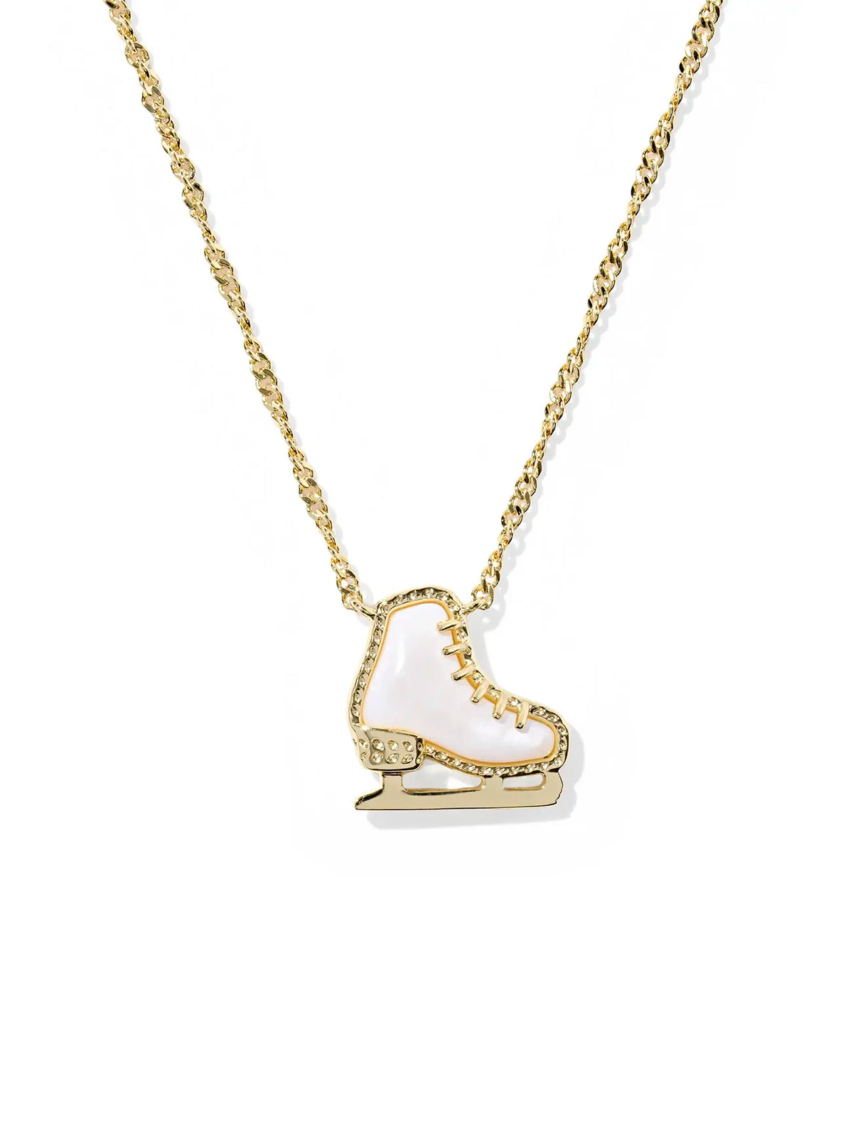 Kendra Scott Ice Skate Gold Short Pendant Necklace in White Mother-of-Pearl