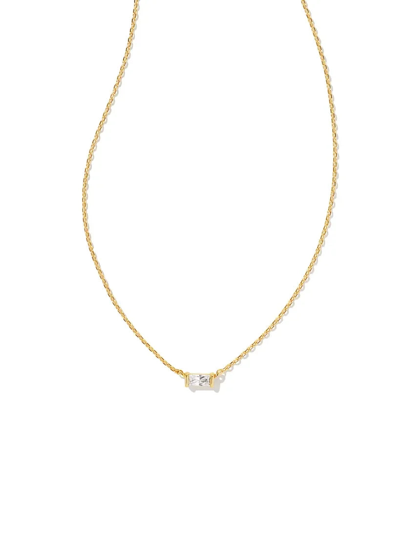 Kendra Scott Juliette Gold Pendant Necklace in White CZ