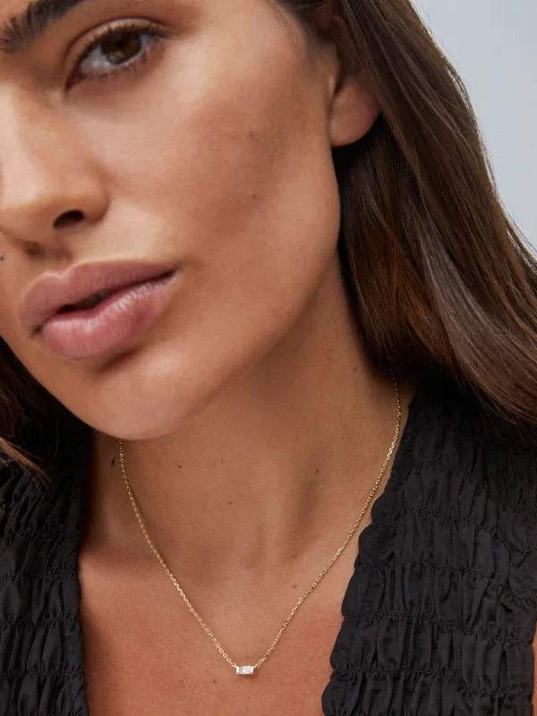 Kendra Scott Juliette Gold Pendant Necklace in White CZ