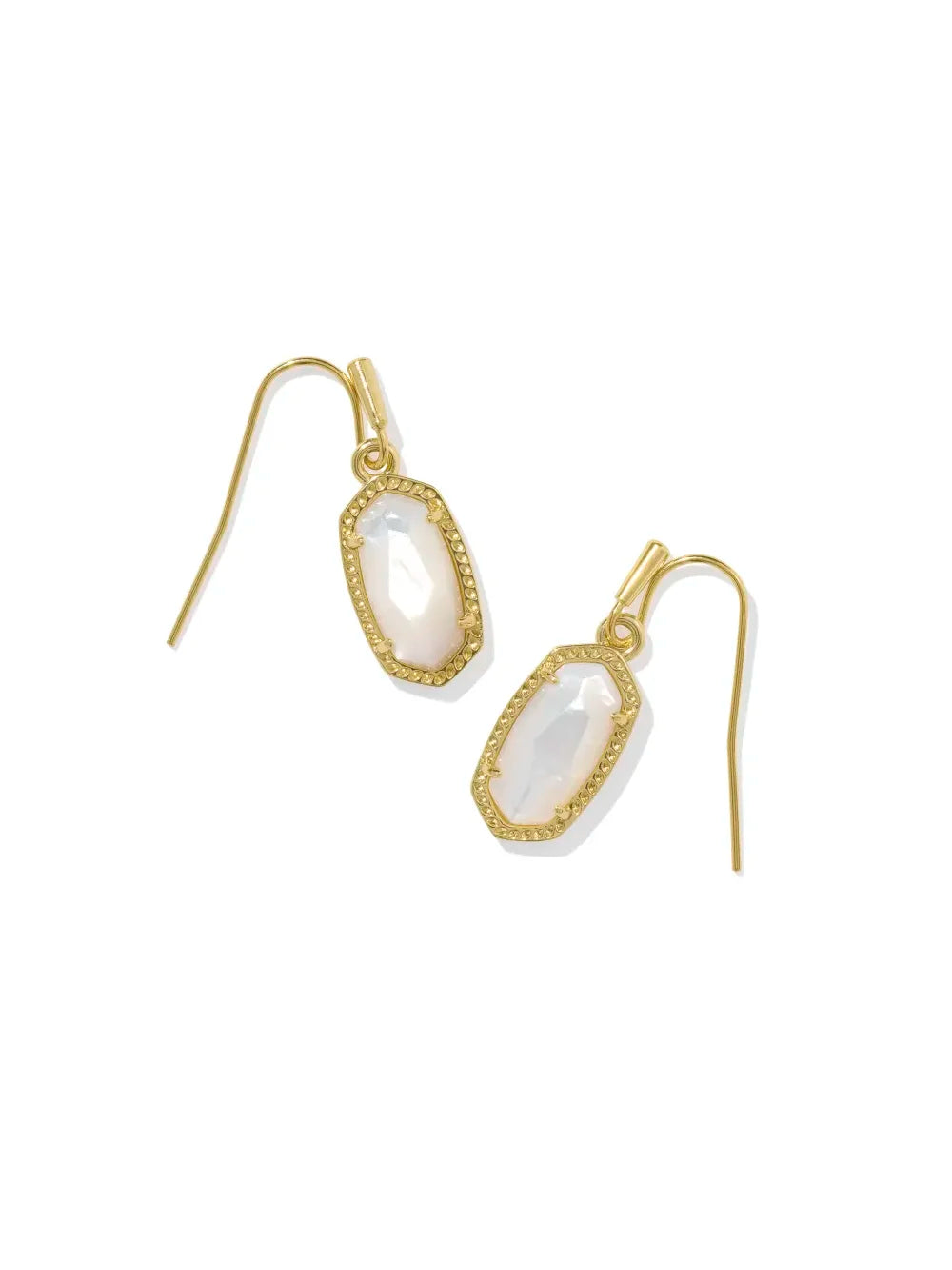 Kendra Scott Lee Gold Drop Earrings in Ivory Mother-of-Pearl
