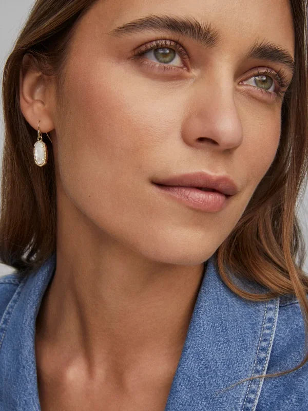 Kendra Scott Lee Gold Drop Earrings in Ivory Mother-of-Pearl