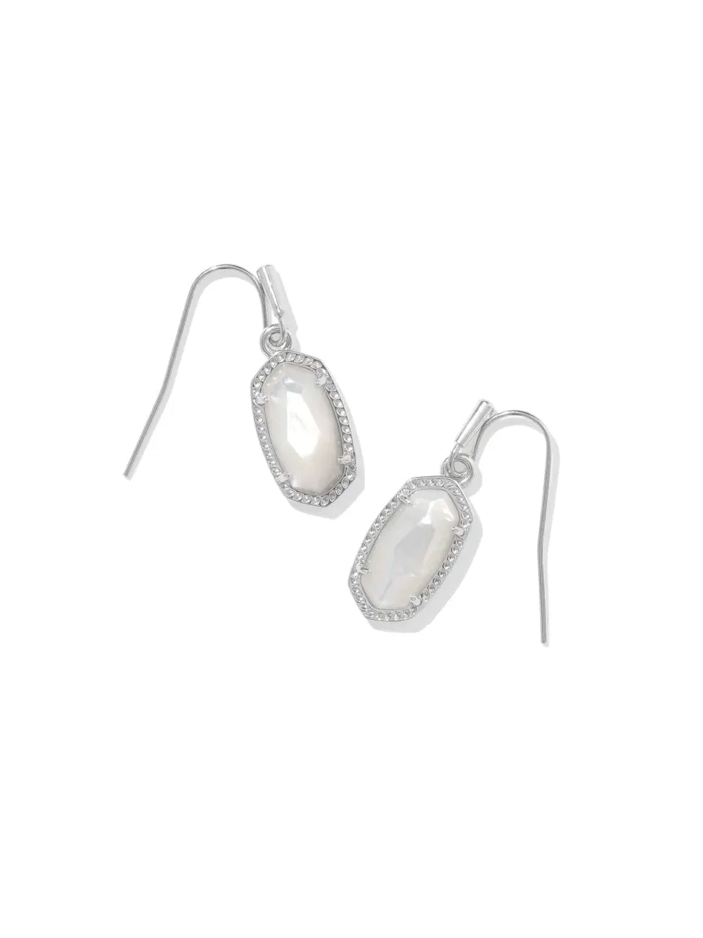 Kendra Scott Lee Silver Drop Earrings in Ivory Mother-of-Pearl
