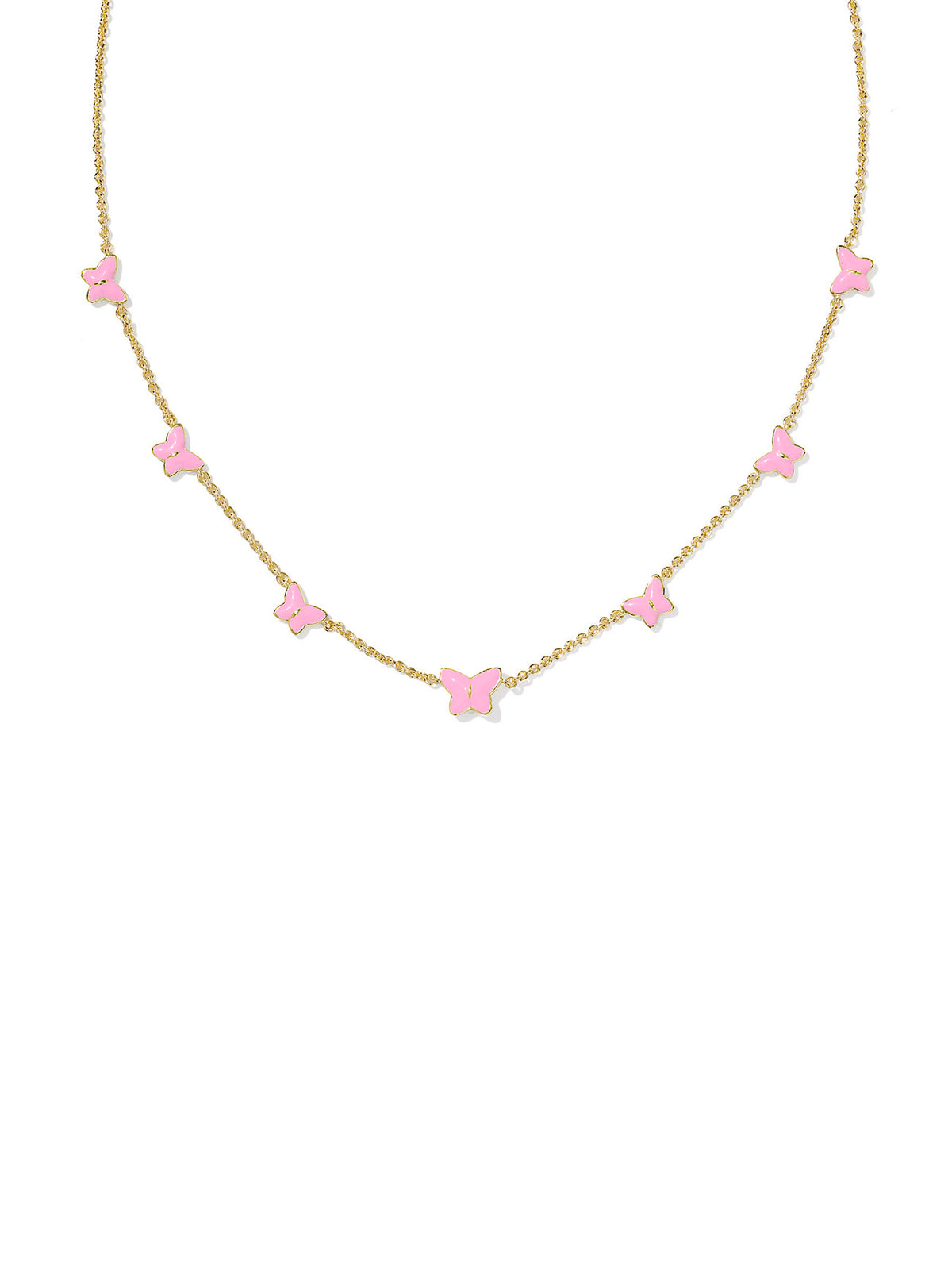Kendra Scott Lillia Butterfly Gold Pink Enamel Strand Necklace