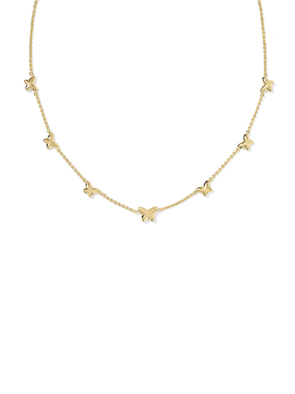Kendra Scott Lillia Butterfly Gold Pink Enamel Strand Necklace