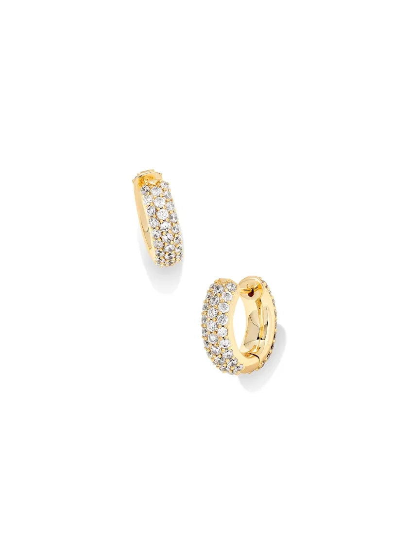 Kendra Scott Mikki Gold Pave Huggie Earrings