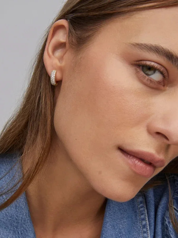 Kendra Scott Mikki Gold Pave Huggie Earrings