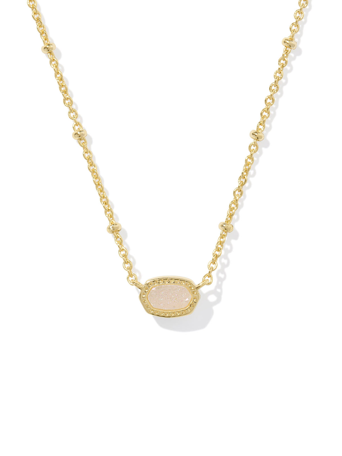 Kendra Scott Mini Elisa Gold Satellite Short Pendant Necklace in Iridescent Drusy