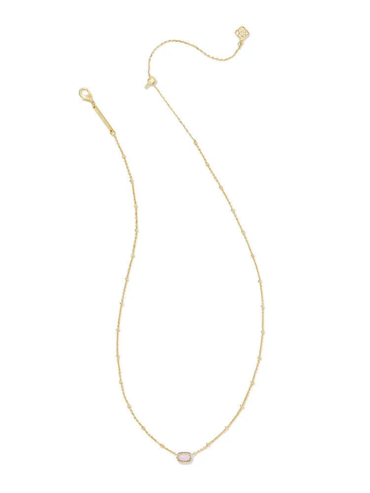 Kendra Scott Mini Elisa Gold Satellite Short Pendant Necklace in Pink Opalite Crystal