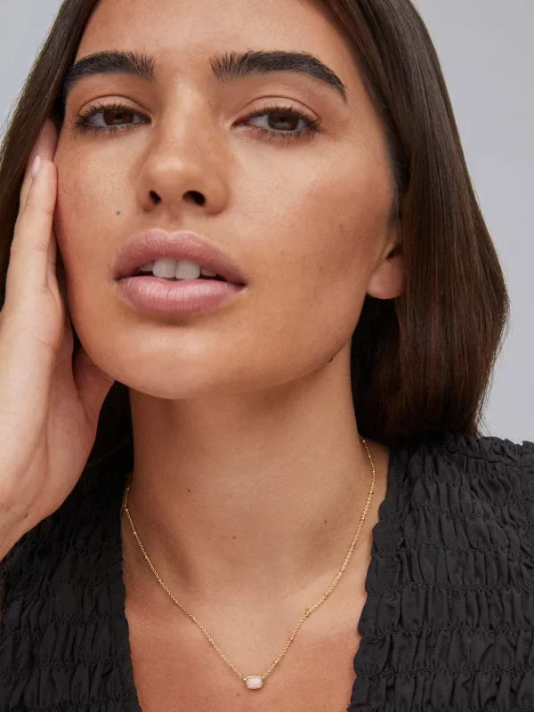 Kendra Scott Mini Elisa Gold Satellite Short Pendant Necklace in Pink Opalite Crystal