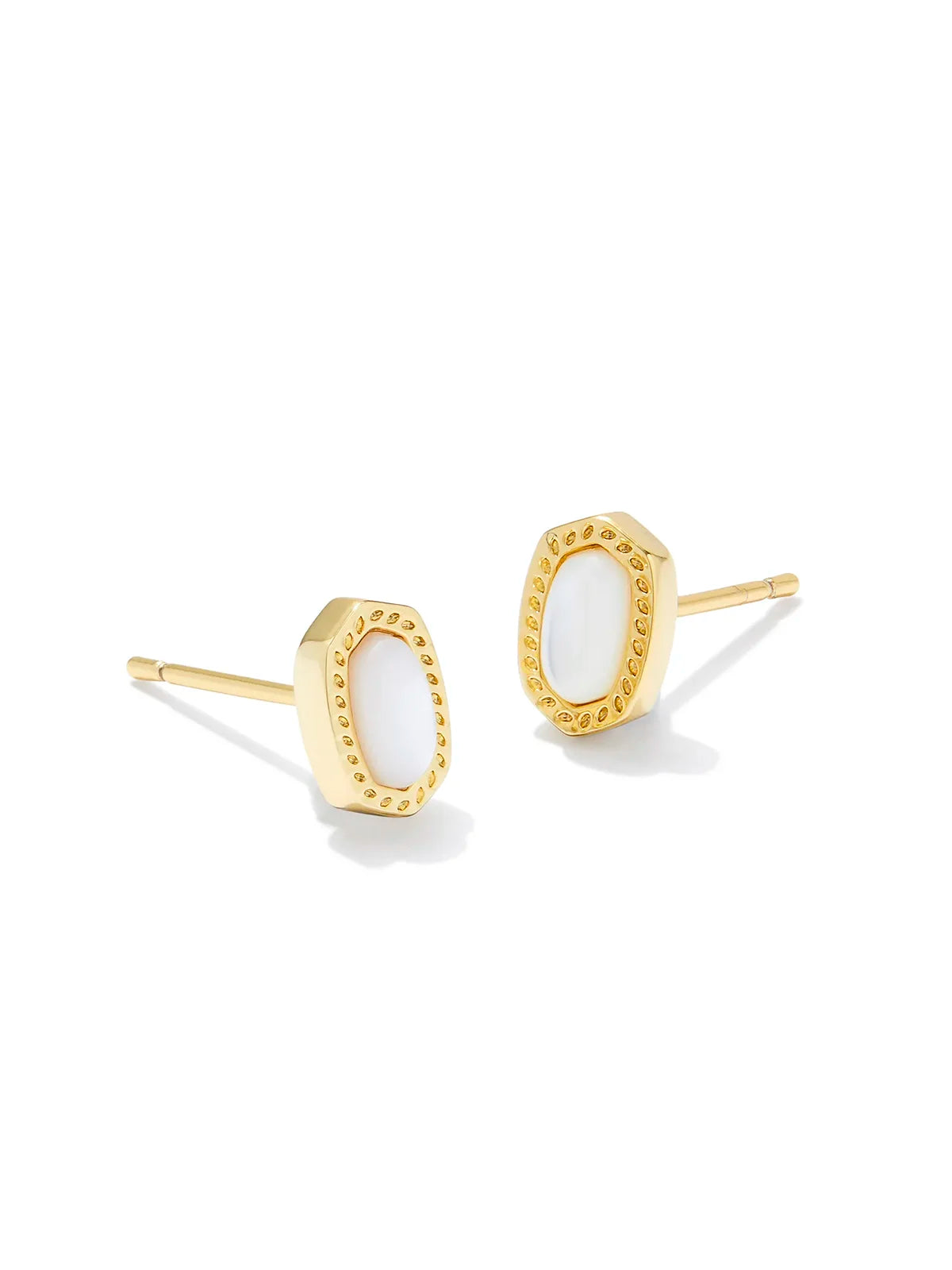 Kendra Scott Mini Ellie Gold Stud Earrings in Ivory Mother-of-Pearl