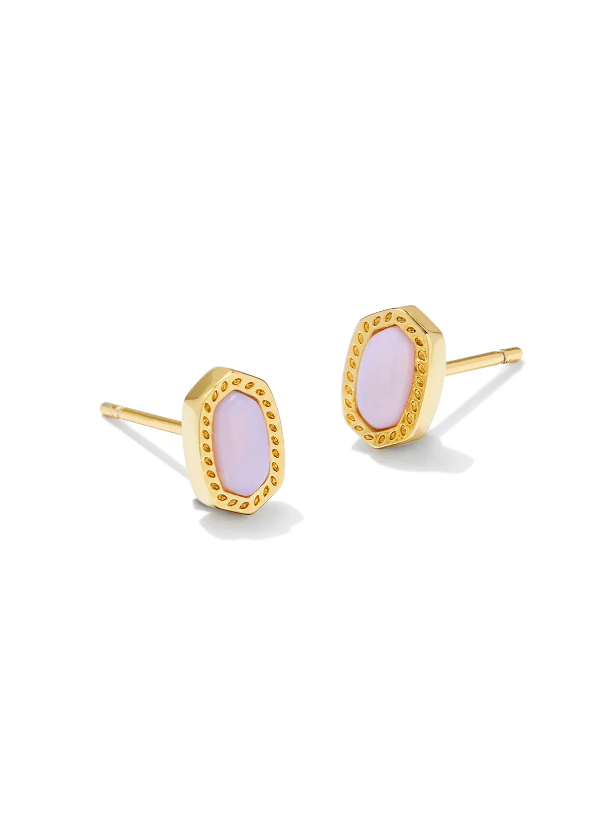 Kendra Scott Mini Ellie Gold Stud Earrings in Pink Opalite Crystal