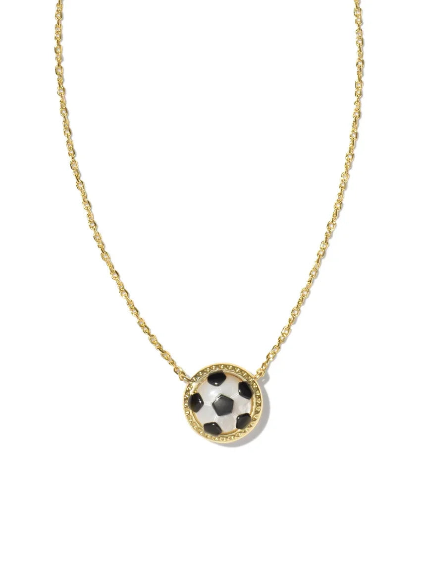 Kendra Scott Soccer Gold Short Pendant Necklace in Ivory Mother-of-Pearl