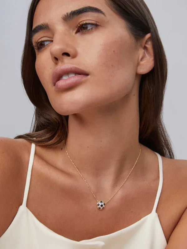 Kendra Scott Soccer Gold Short Pendant Necklace in Ivory Mother-of-Pearl