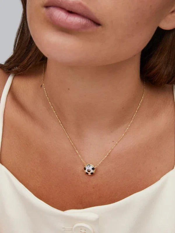 Kendra Scott Soccer Gold Short Pendant Necklace in Ivory Mother-of-Pearl