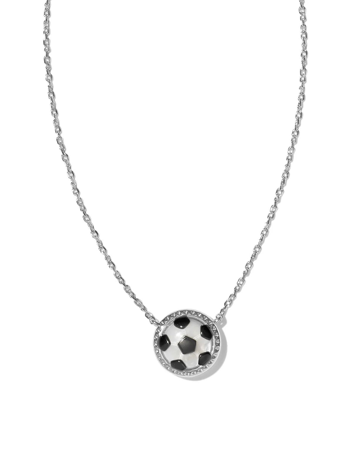 Kendra Scott Soccer Silver Short Pendant Necklace in Ivory Mother-of-Pearl