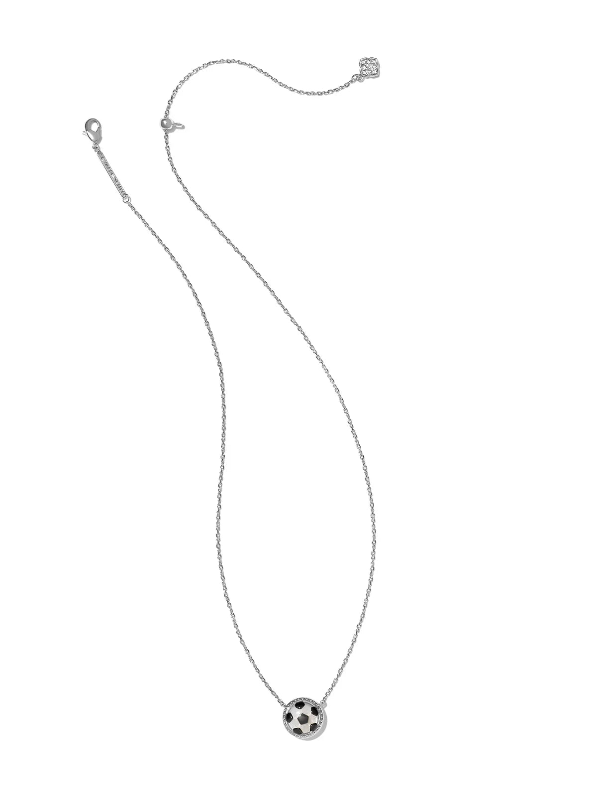 Kendra Scott Soccer Silver Short Pendant Necklace in Ivory Mother-of-Pearl