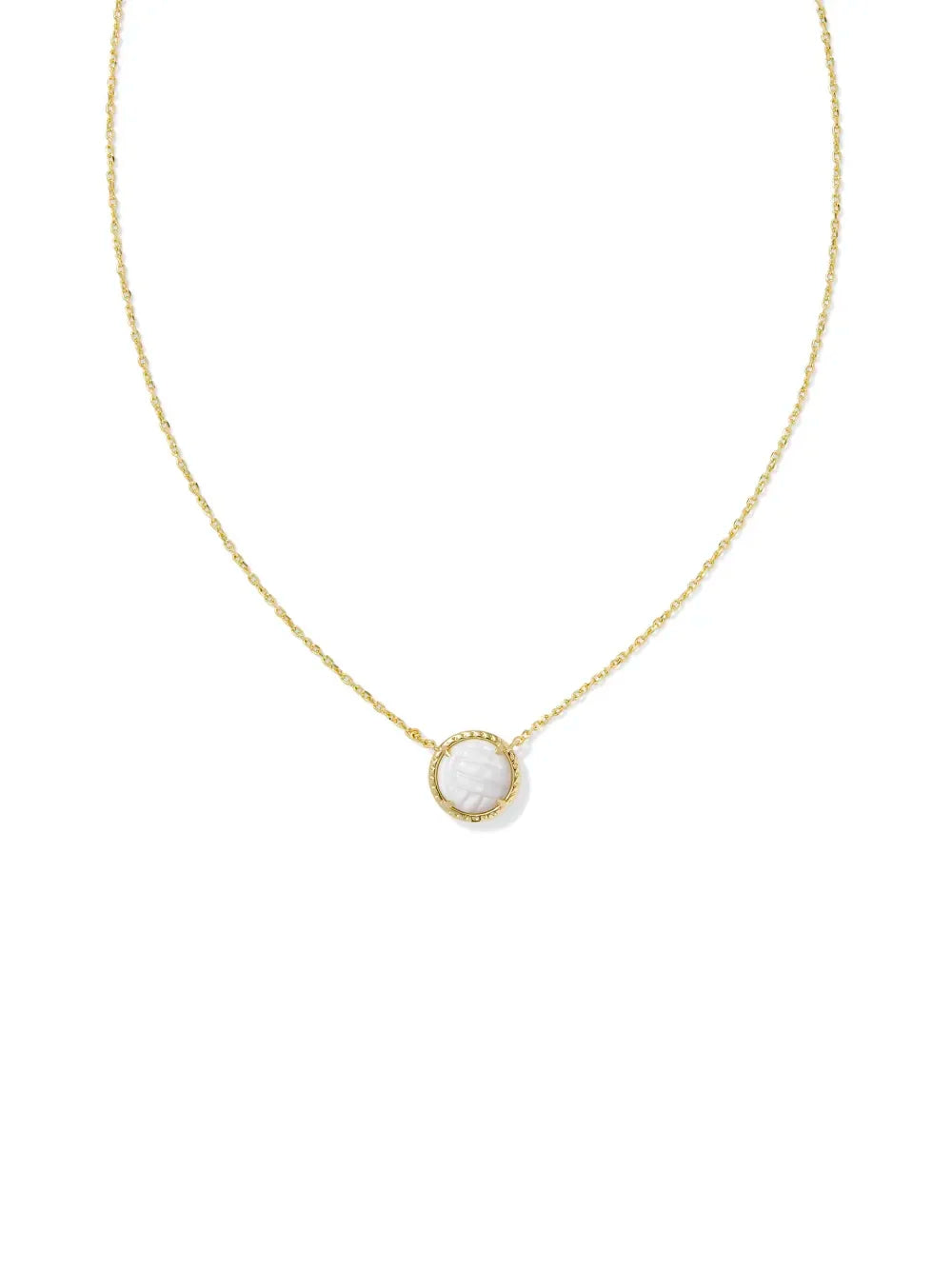 Kendra Scott Volleyball Gold Short Pendant Necklace in White Mother-of-Pearl