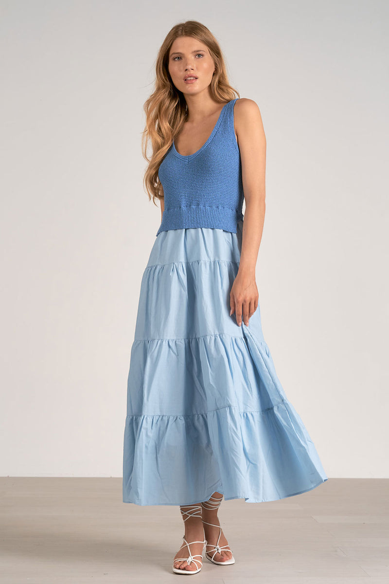 Aries Dress in light blue and blue - front view