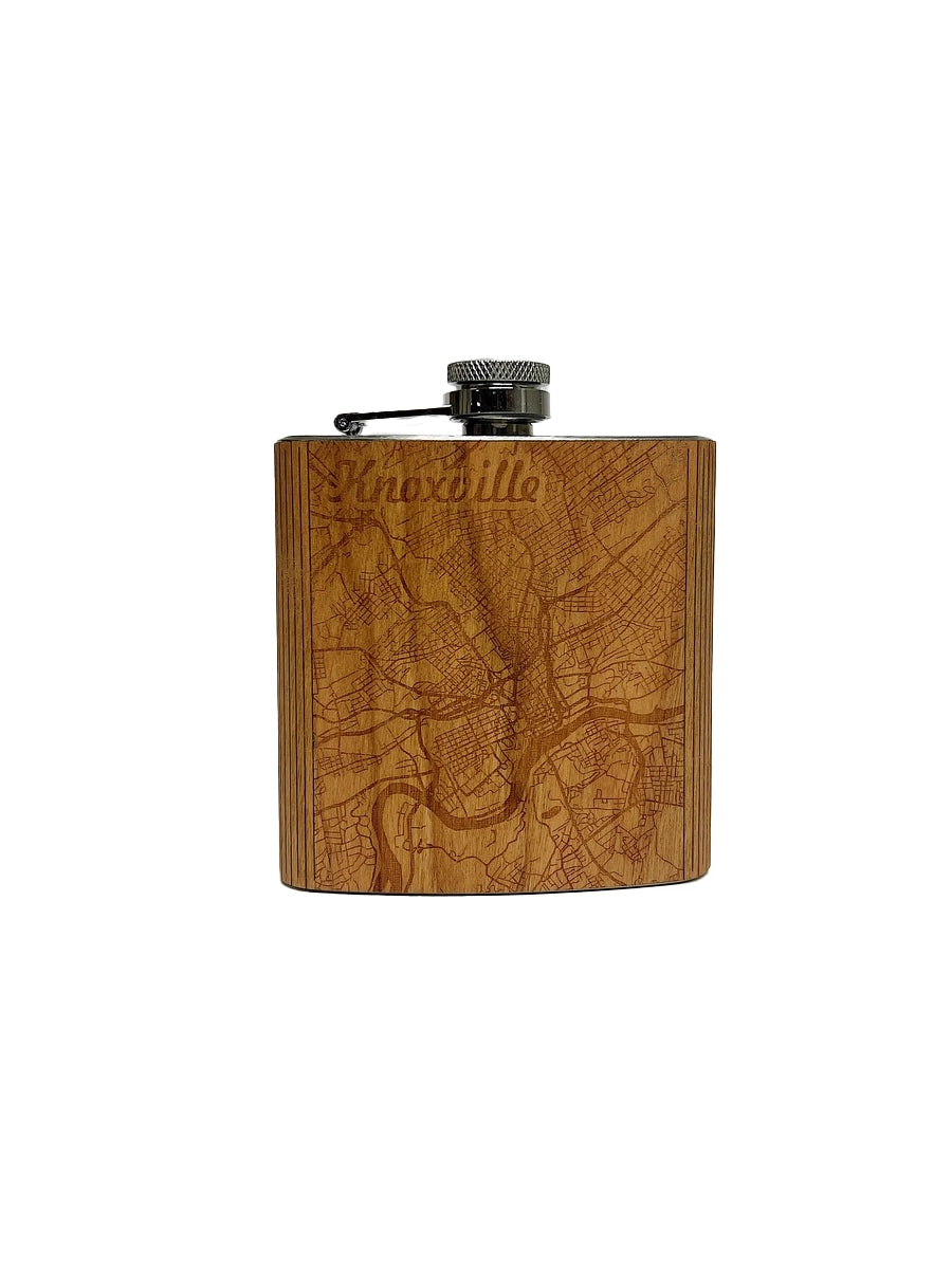 Knoxville Map Wood Flask