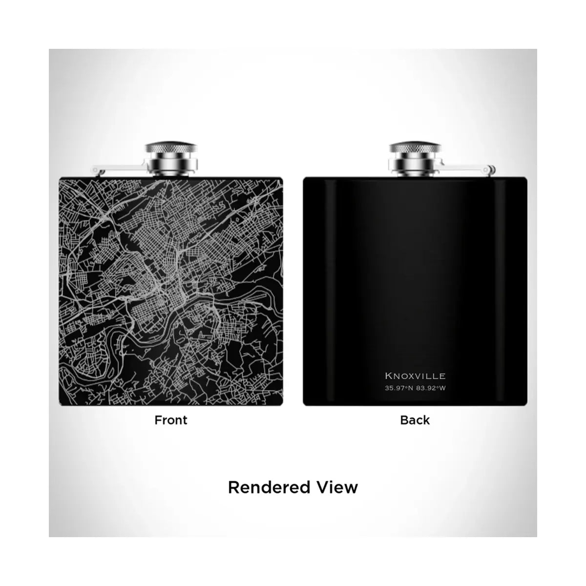 Knoxville Tennessee Engraved Map Hip Flask Black