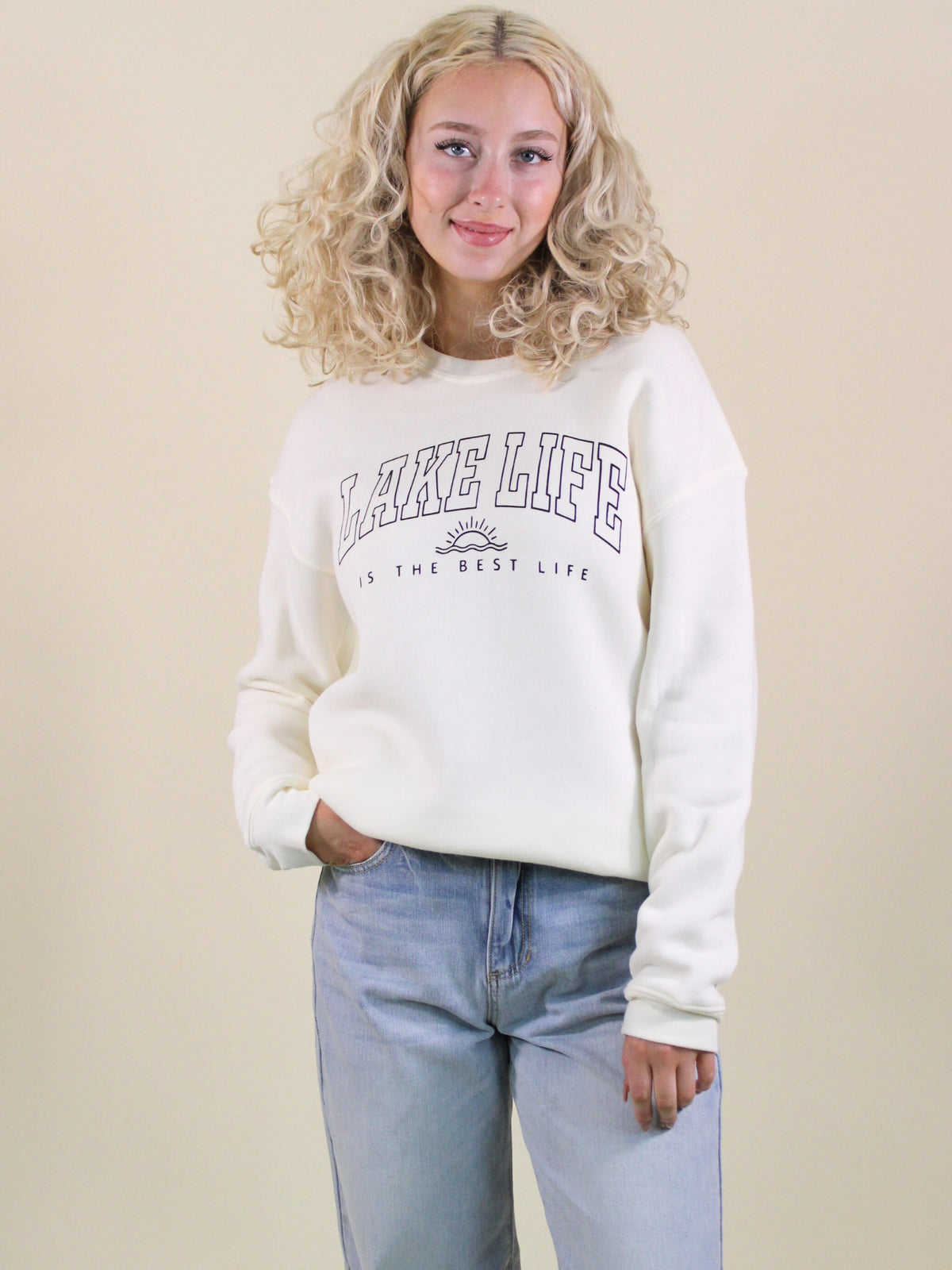Lake Life Best Life Graphic Sweatshirt white 1