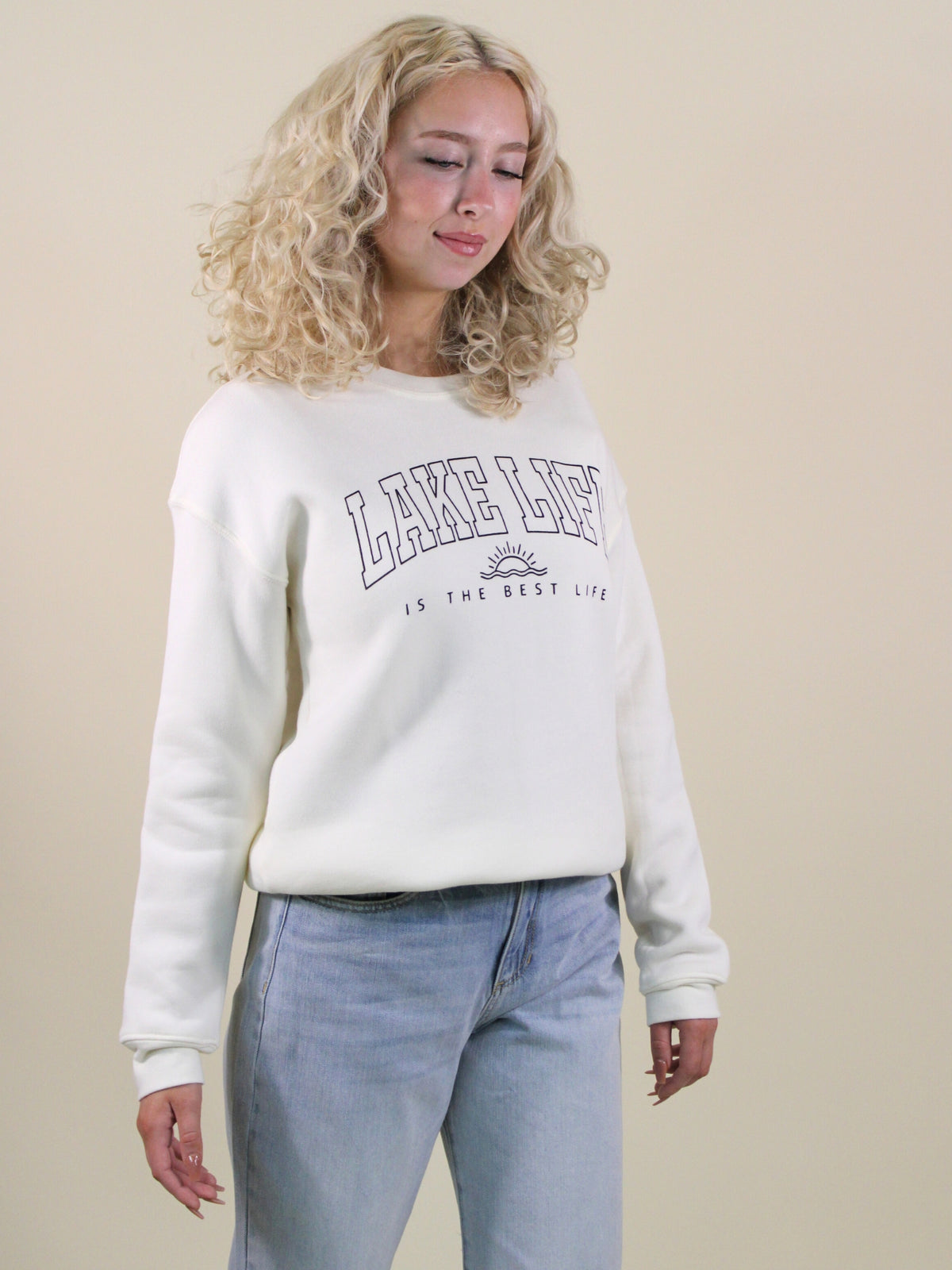 Lake Life Best Life Graphic Sweatshirt white 2
