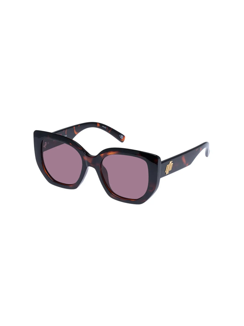 le specs euphoria oversized square frame sunglasses in dark tortoise
