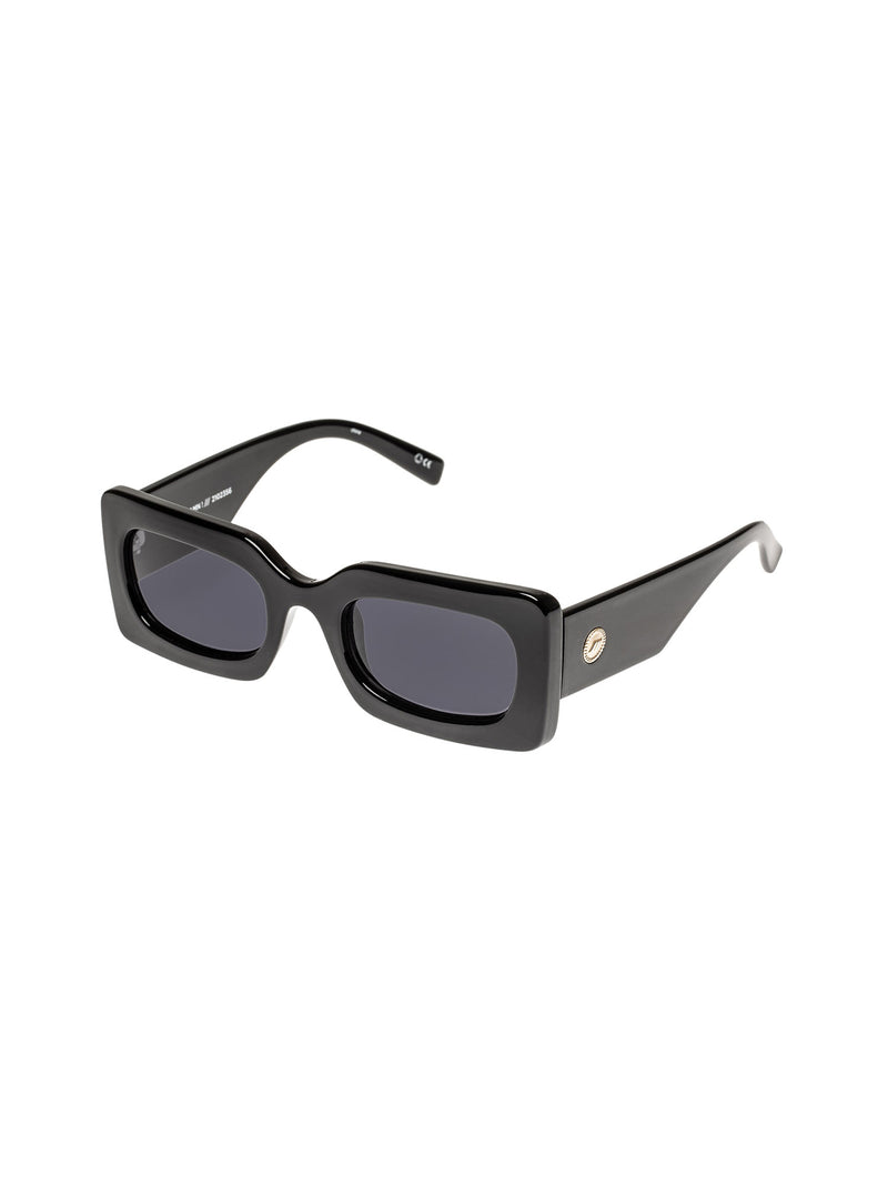le specs oh damn rectangle frame sunglasses in black