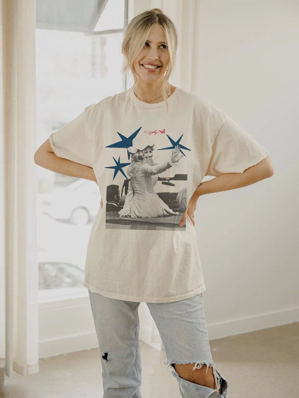 livylu dolly parton all american tee in off white-front