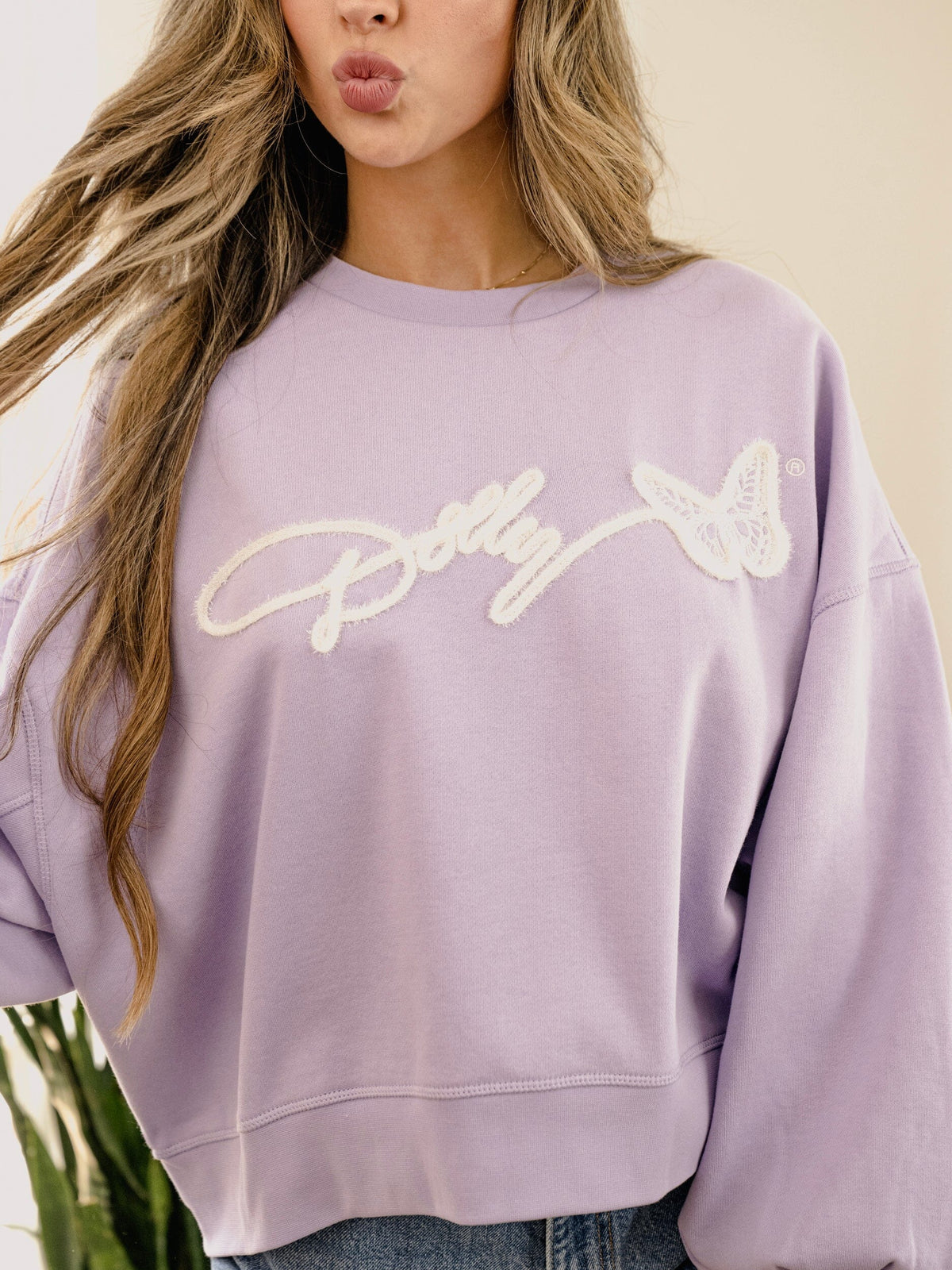 LivyLu Dolly Parton Tinsel Sweatshirt Purple