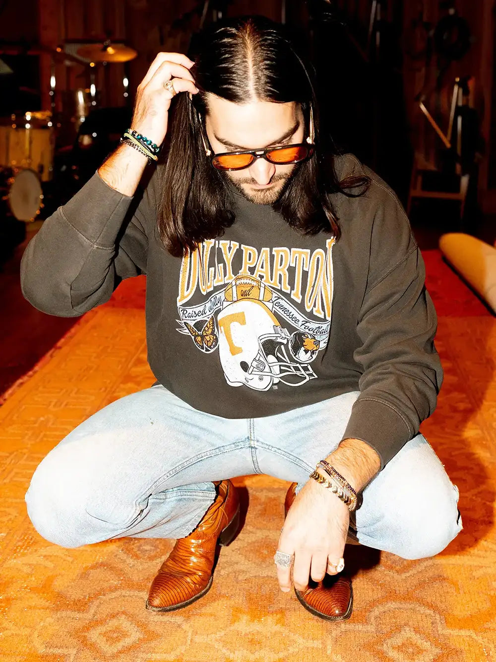 LivyLu Dolly Parton Raised On Dolly & Tennessee Vols Football Sweatshirt Smoke TN Vols Game Day