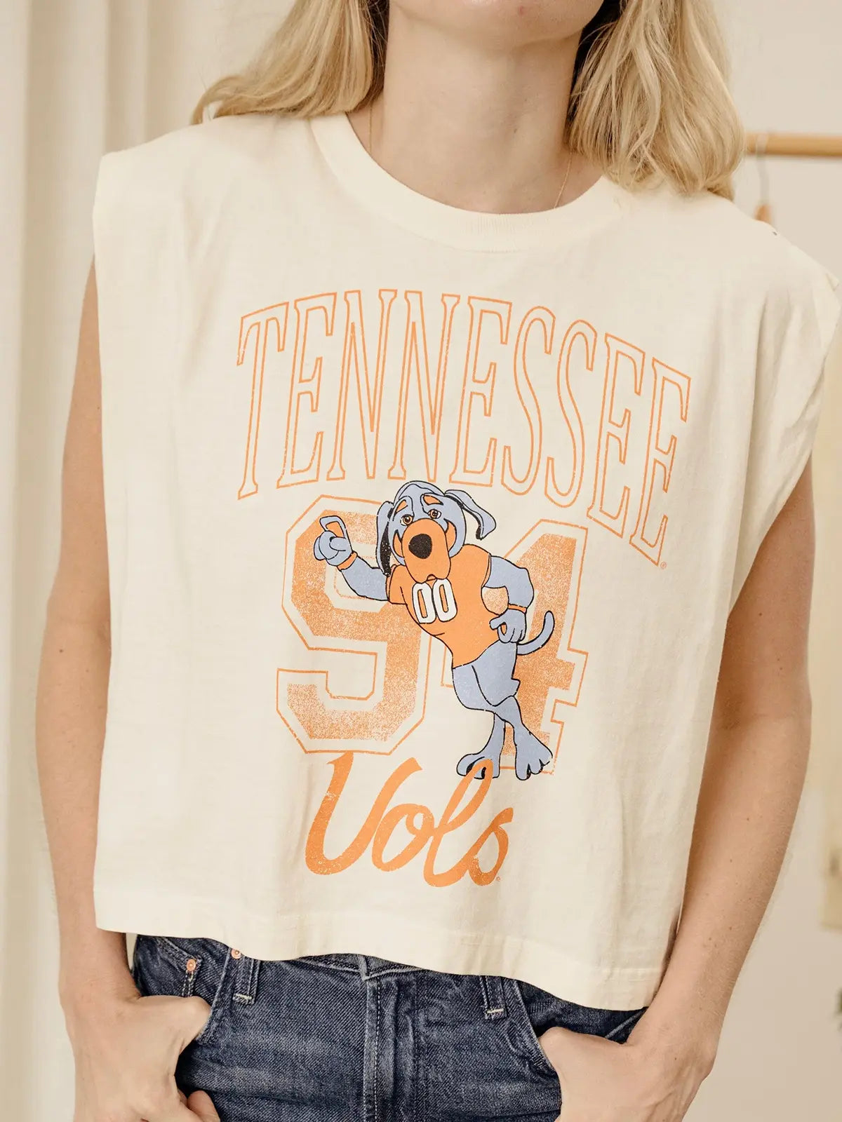 LivyLu Tennessee Vols Volunteers Club Mascot Off-White Tank TN Vols Game Day